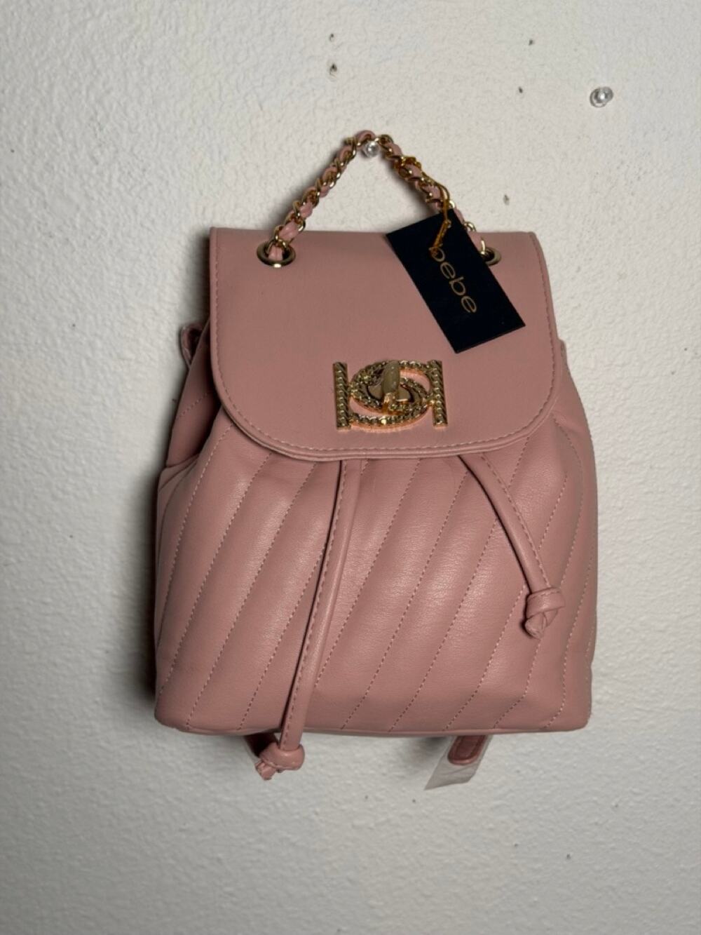 BEBE Hera Quilted Mini Backpack - Blush Pink w/ Gold NWT